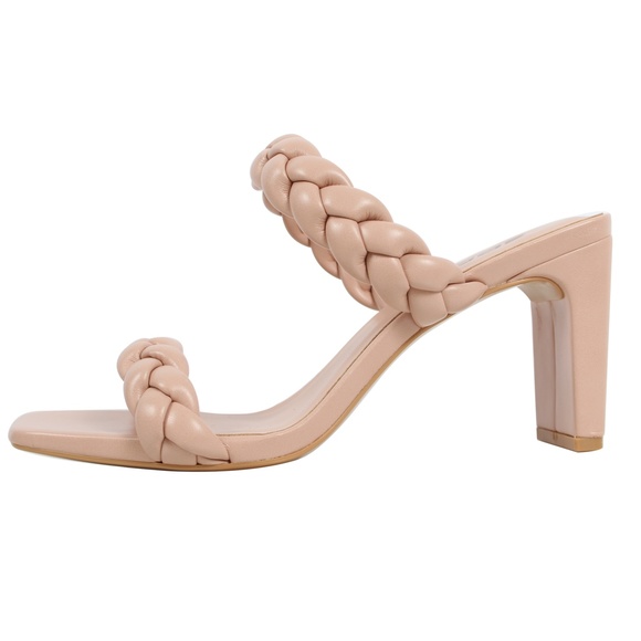 Mauve Braided Open Toe Double Strap Heels - Picture 3 of 5